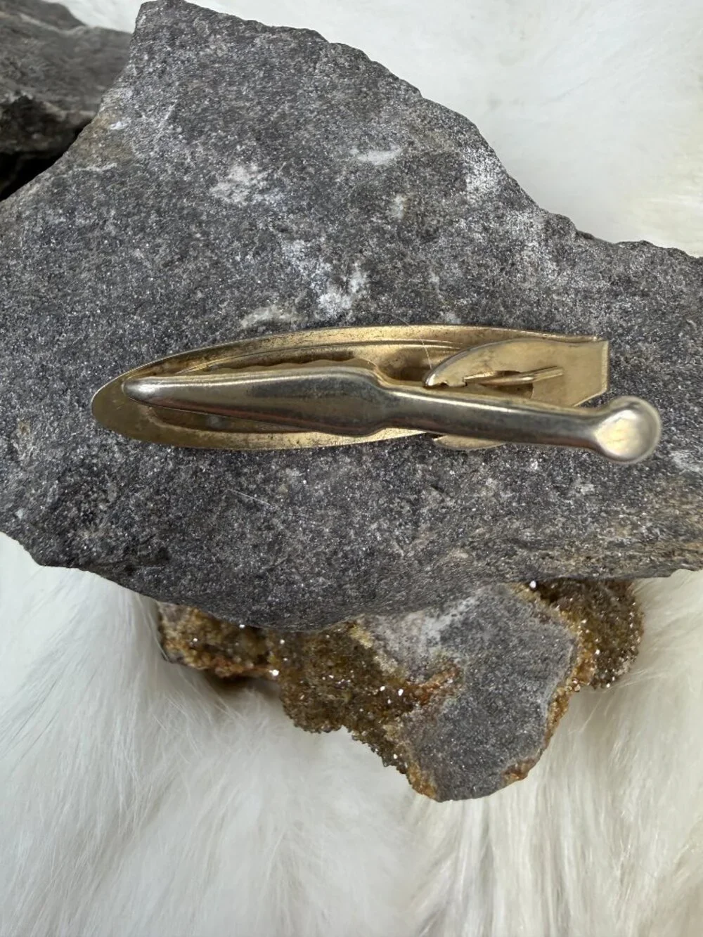 Vintage Gold Tone & Red Alligator Tie Clip